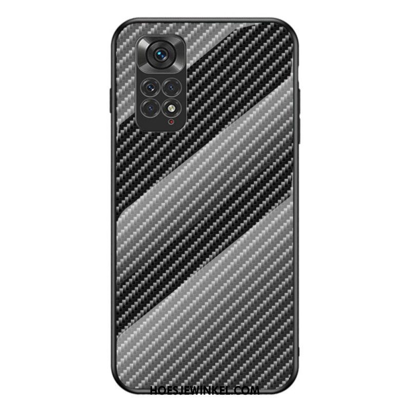 Hoesje voor Xiaomi Redmi Note 11 / 11S Koolstofvezel Gehard Glas