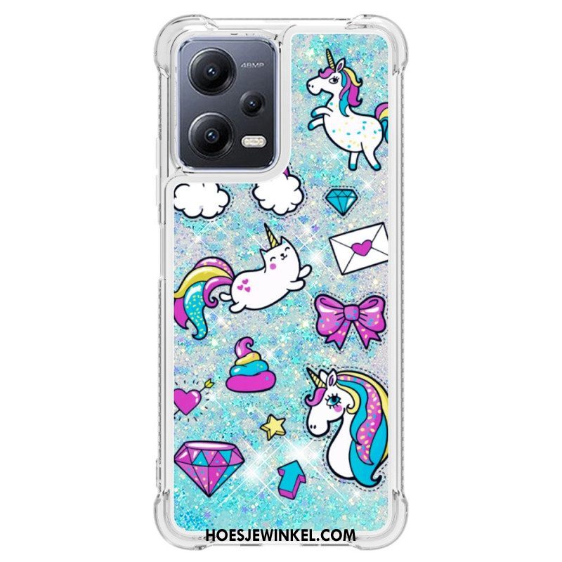 Hoesje voor Xiaomi Redmi Note 12 5G Glitter Eenhoorns