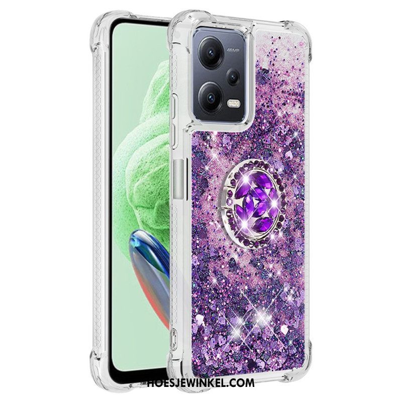 Hoesje voor Xiaomi Redmi Note 12 5G Ringstandaard Met Kleurrijke Pailletten