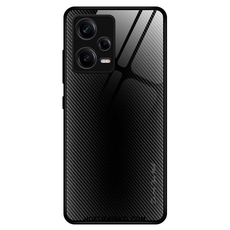 Hoesje voor Xiaomi Redmi Note 12 Pro Koolstofvezel Gehard Glas