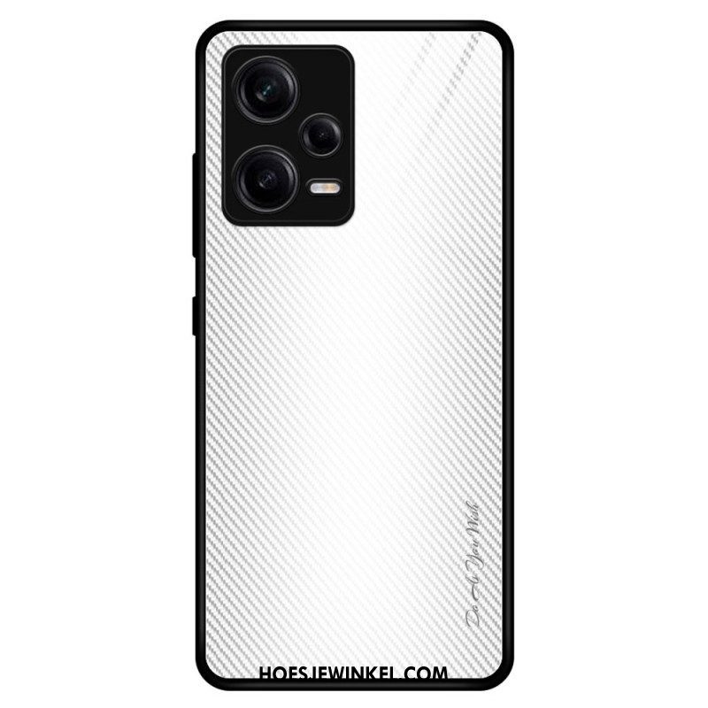 Hoesje voor Xiaomi Redmi Note 12 Pro Koolstofvezel Gehard Glas