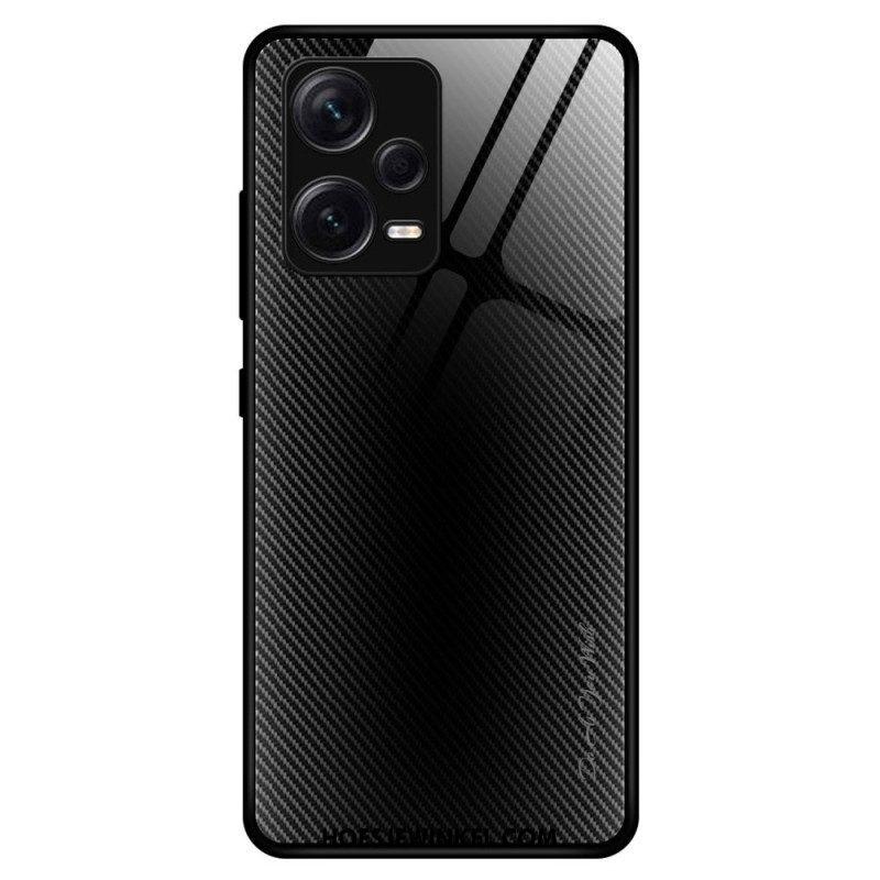 Hoesje voor Xiaomi Redmi Note 12 Pro Plus Koolstofvezel Gehard Glas