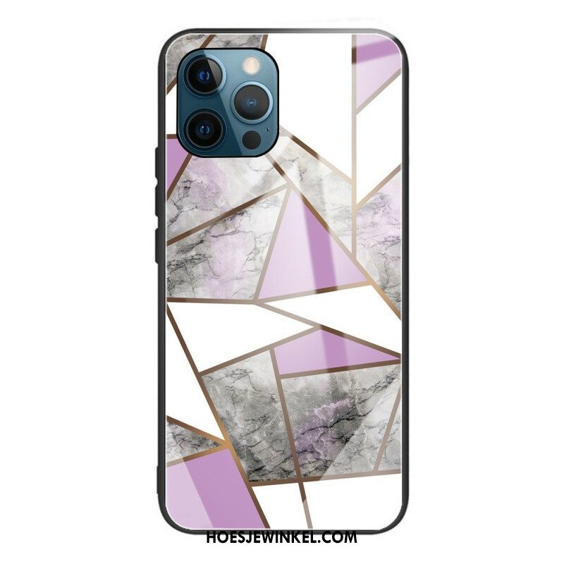 Hoesje voor iPhone 13 Pro Geometrie Marmer Gehard Glas