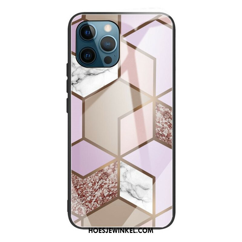 Hoesje voor iPhone 13 Pro Geometrie Marmer Gehard Glas