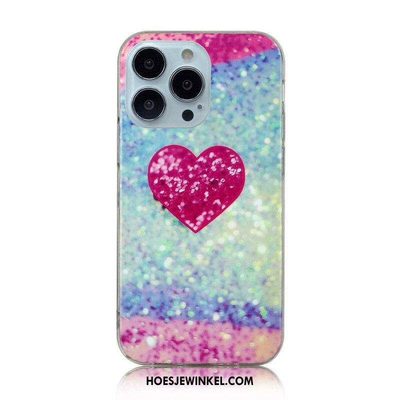 Hoesje voor iPhone 13 Pro Glitter Marmer