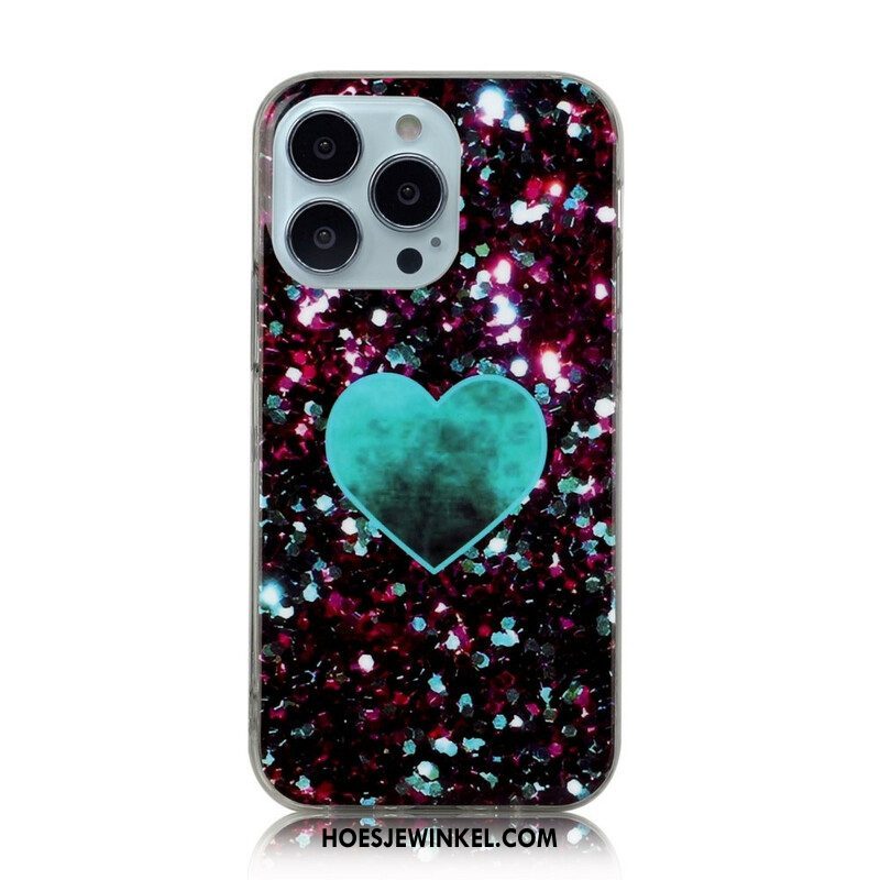 Hoesje voor iPhone 13 Pro Glitter Marmer