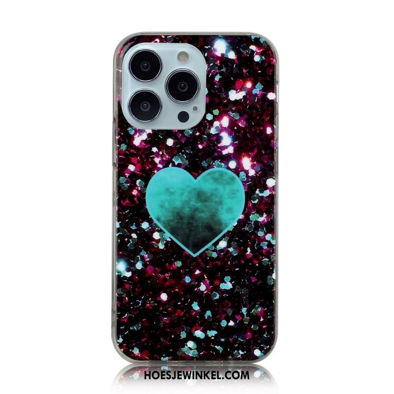 Hoesje voor iPhone 13 Pro Glitter Marmer