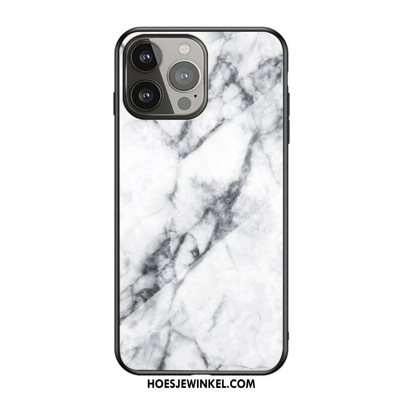 Hoesje voor iPhone 13 Pro Marmeren Kleuren Gehard Glas