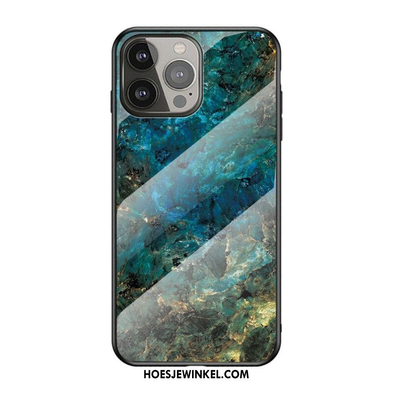 Hoesje voor iPhone 13 Pro Marmeren Kleuren Gehard Glas