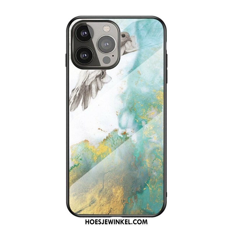 Hoesje voor iPhone 13 Pro Marmeren Kleuren Gehard Glas