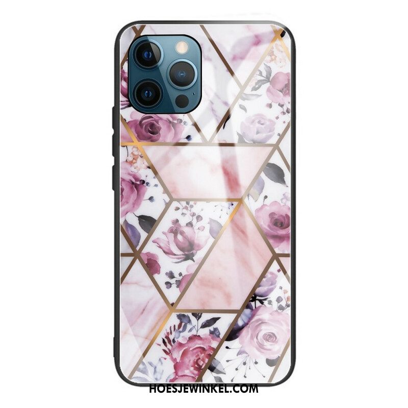 Hoesje voor iPhone 13 Pro Max Geometrie Marmer Gehard Glas