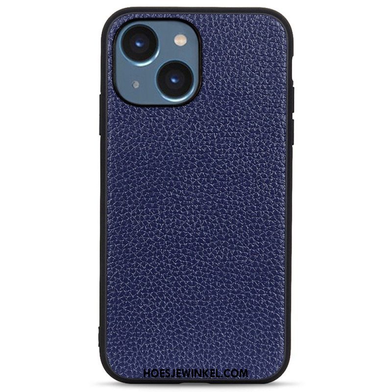 Hoesje voor iPhone 14 Plus Echt Litchi-leer