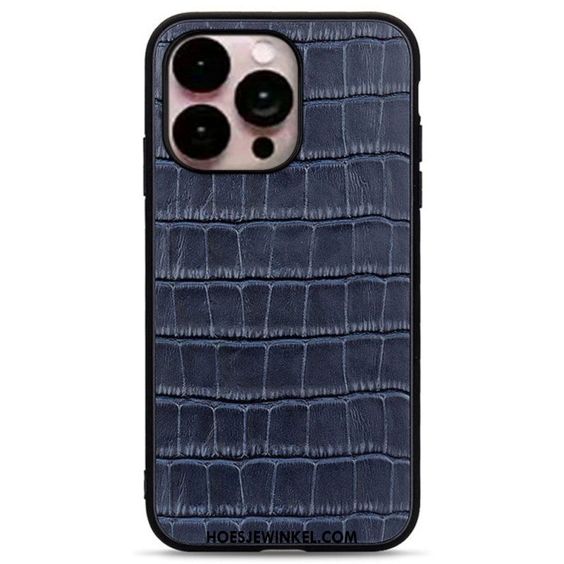 Hoesje voor iPhone 14 Pro Max Echt Leer In Krokodilstijl