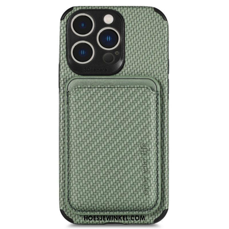 Hoesje voor iPhone 14 Pro Portemonnee Leren Koolstofvezel En Magnetische Portemonnee