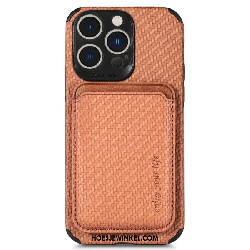 Hoesje voor iPhone 14 Pro Portemonnee Leren Koolstofvezel En Magnetische Portemonnee