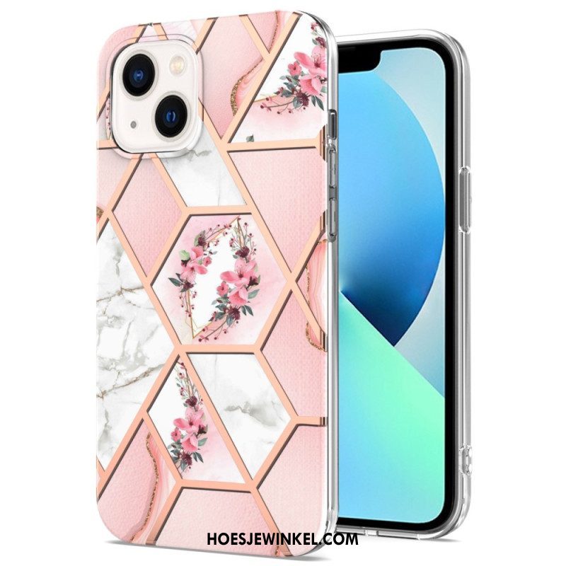 Hoesje voor iPhone 15 Bloemenmarmer