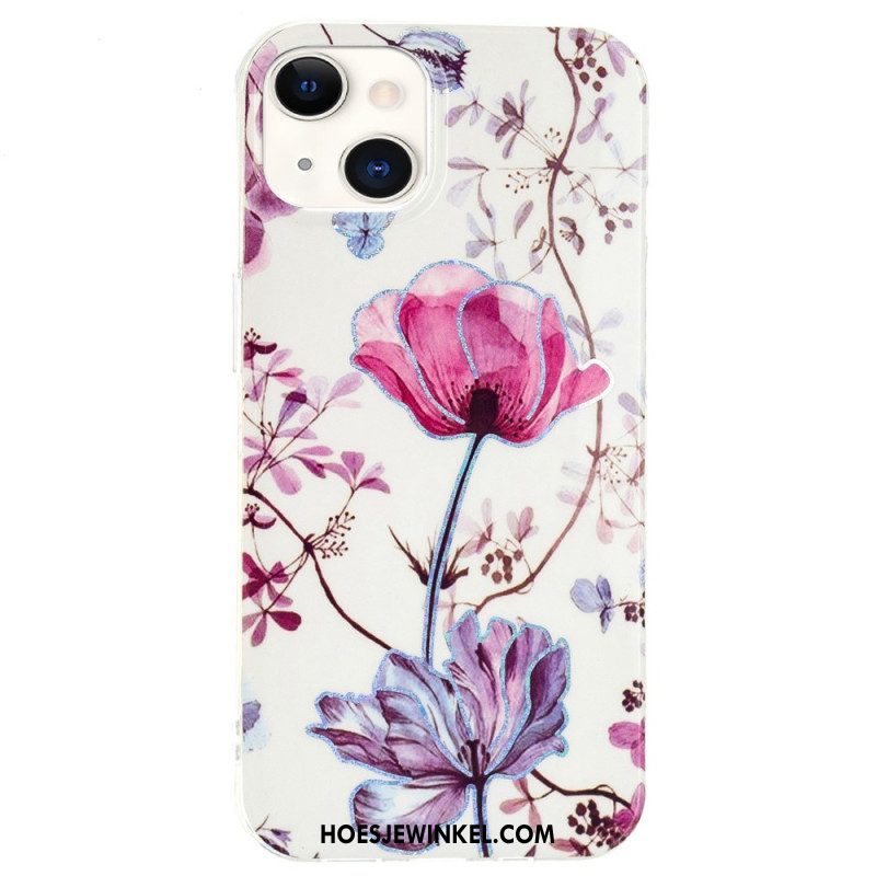 Hoesje voor iPhone 15 Plus Bloemenmarmer