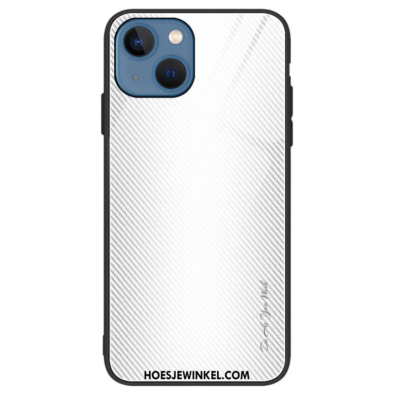 Hoesje voor iPhone 15 Plus Koolstofvezel Gehard Glas