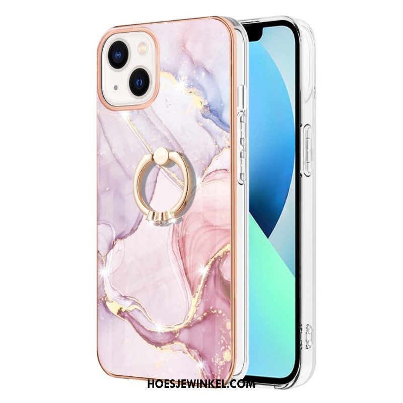 Hoesje voor iPhone 15 Plus Marmeren Stijl Met Steunring