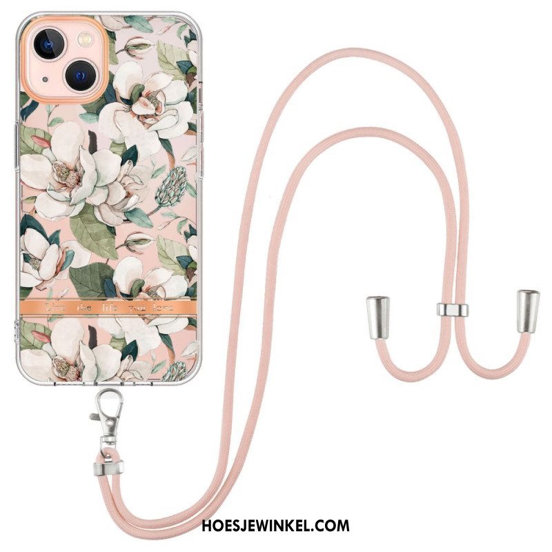 Hoesje voor iPhone 15 Plus Met Koord Cordonbloemen