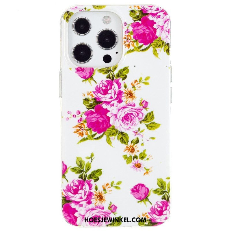 Hoesje voor iPhone 15 Pro Fluorescerende Bloemen