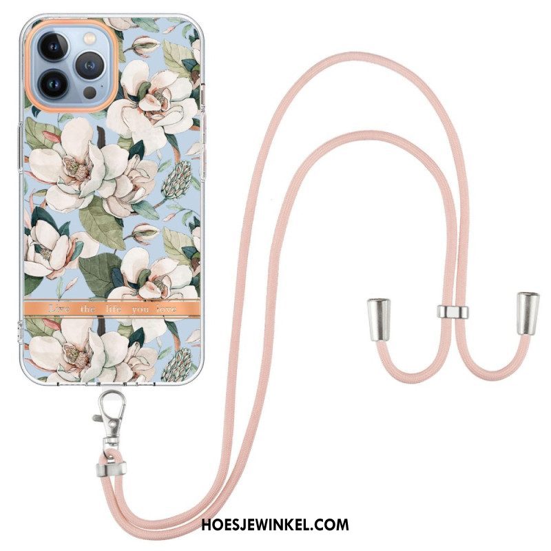 Hoesje voor iPhone 15 Pro Max Met Koord Cordonbloemen
