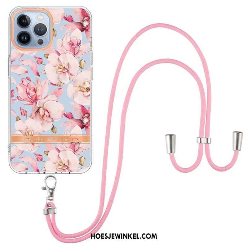 Hoesje voor iPhone 15 Pro Max Met Koord Cordonbloemen