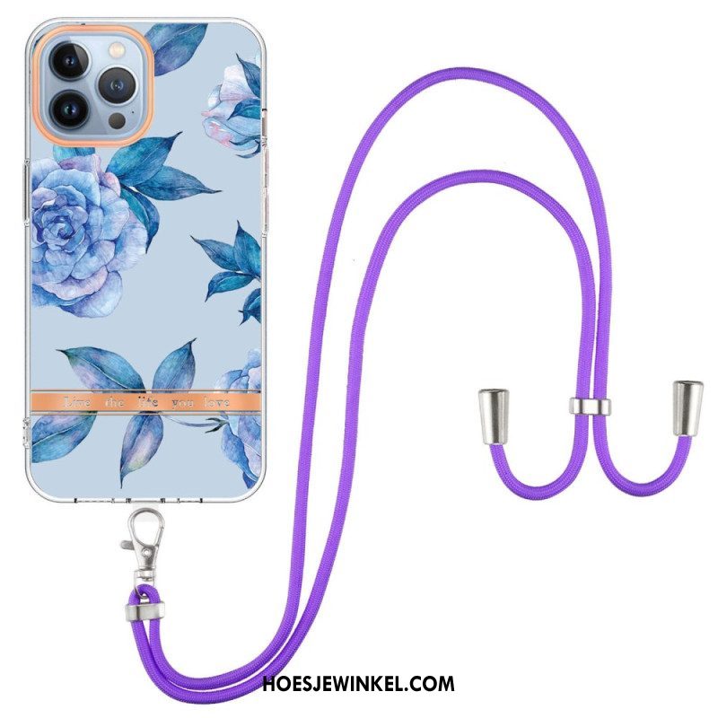 Hoesje voor iPhone 15 Pro Max Met Koord Cordonbloemen