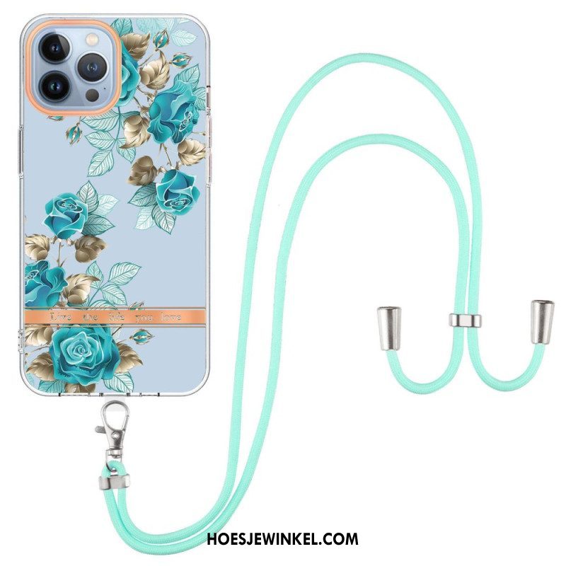 Hoesje voor iPhone 15 Pro Max Met Koord Cordonbloemen