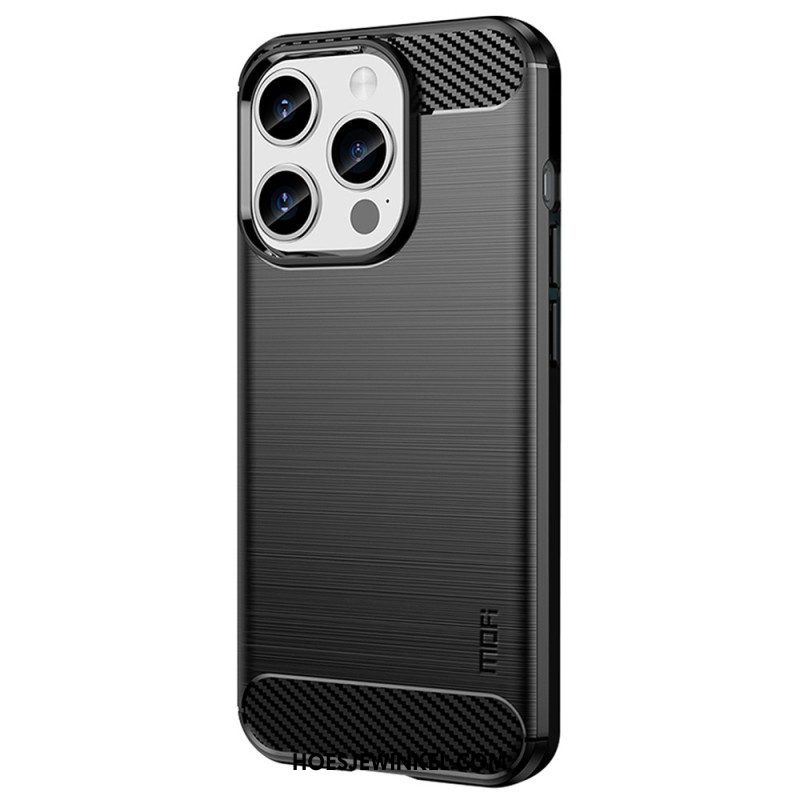 Hoesje voor iPhone 15 Pro Mofi Geborstelde Koolstofvezel