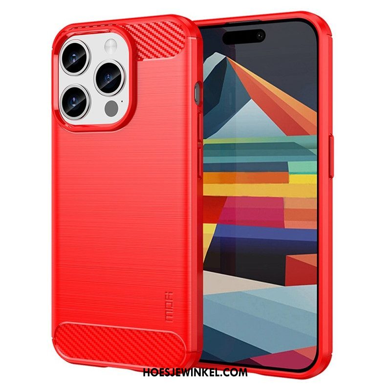 Hoesje voor iPhone 15 Pro Mofi Geborstelde Koolstofvezel