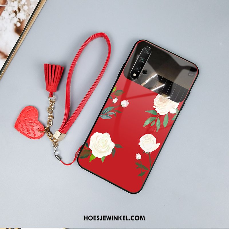 Honor 20 Hoesje Mode Glas Roze, Honor 20 Hoesje Zwart Eenvoudige