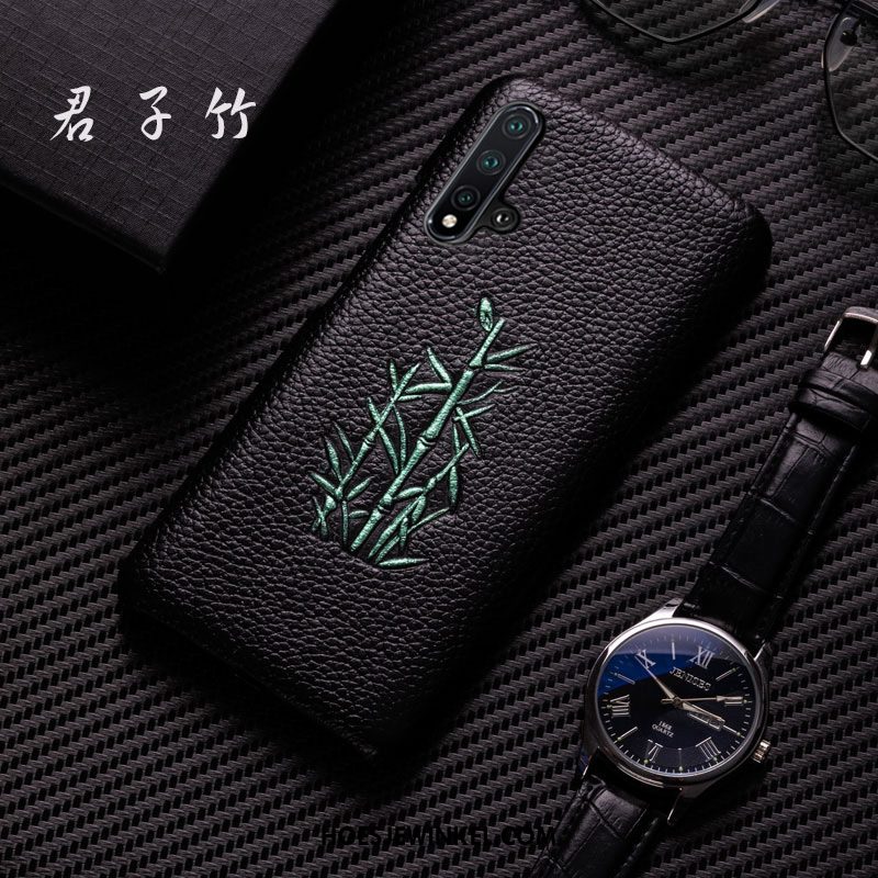 Honor 20 Hoesje Trendy Merk Echt Leer Scheppend, Honor 20 Hoesje Eenvoudige Persoonlijk