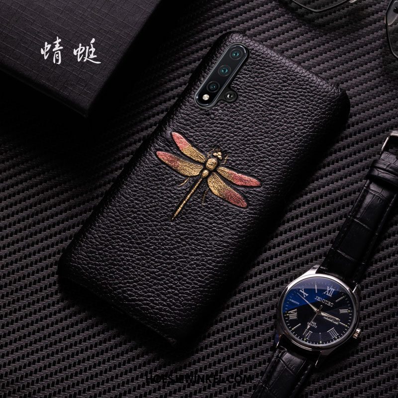 Honor 20 Hoesje Trendy Merk Echt Leer Scheppend, Honor 20 Hoesje Eenvoudige Persoonlijk