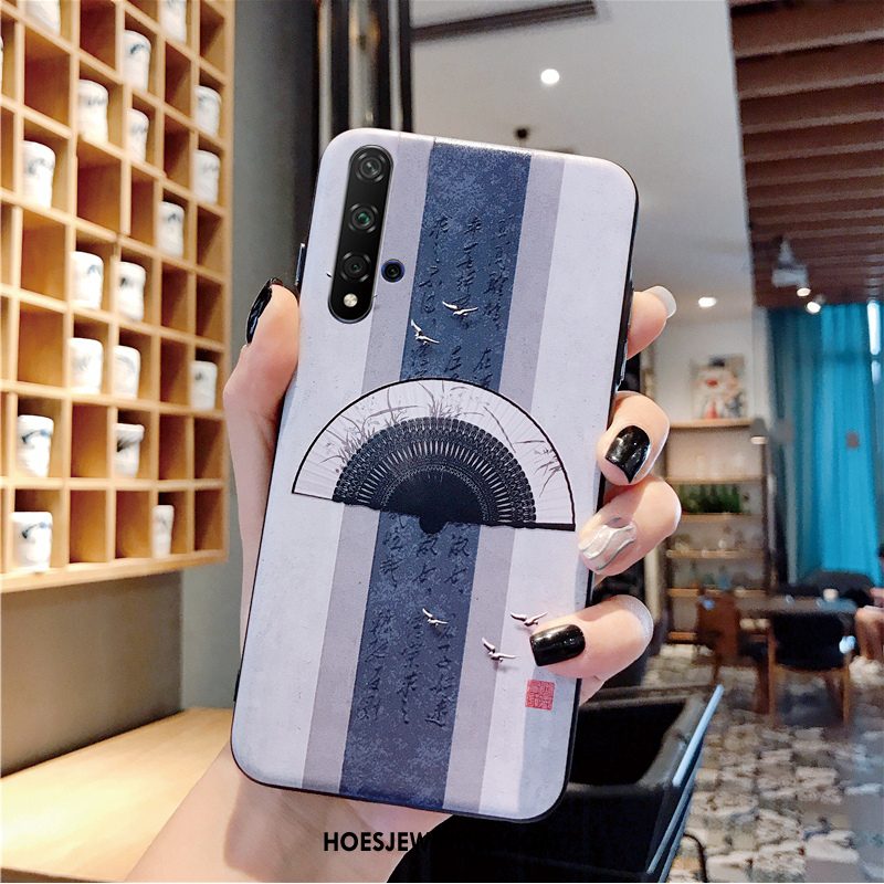 Honor 20 Hoesje Waaier Siliconen Persoonlijk, Honor 20 Hoesje Chinese Stijl Vintage