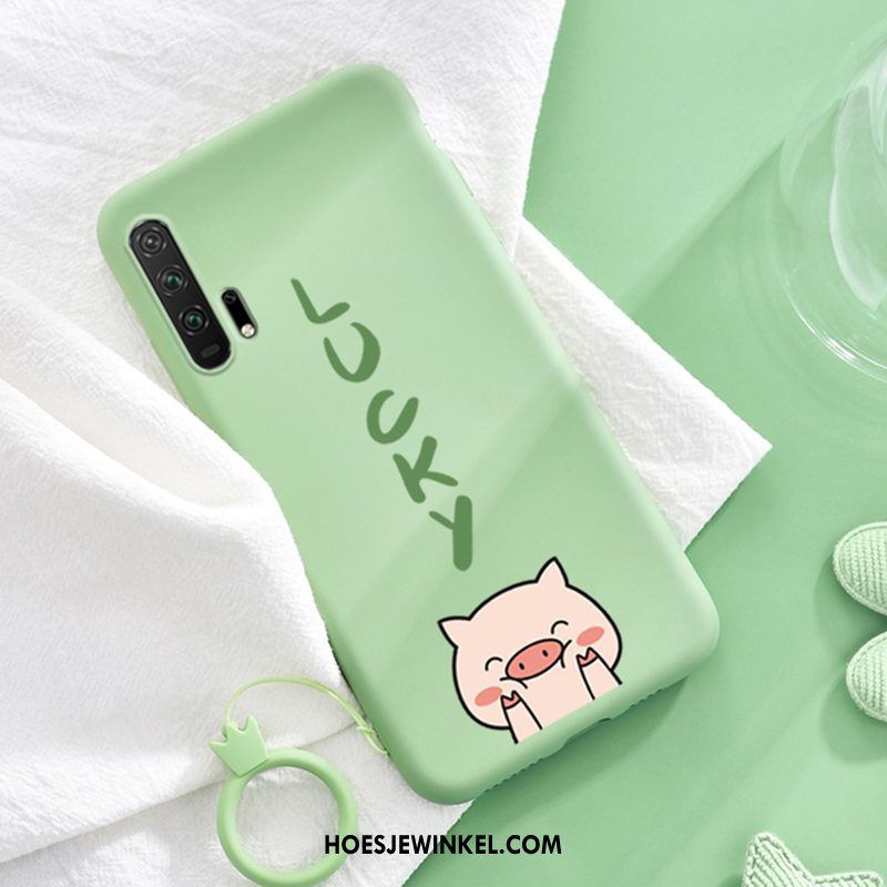 Honor 20 Pro Hoesje Anti-fall Groen Spotprent, Honor 20 Pro Hoesje Hanger Ring