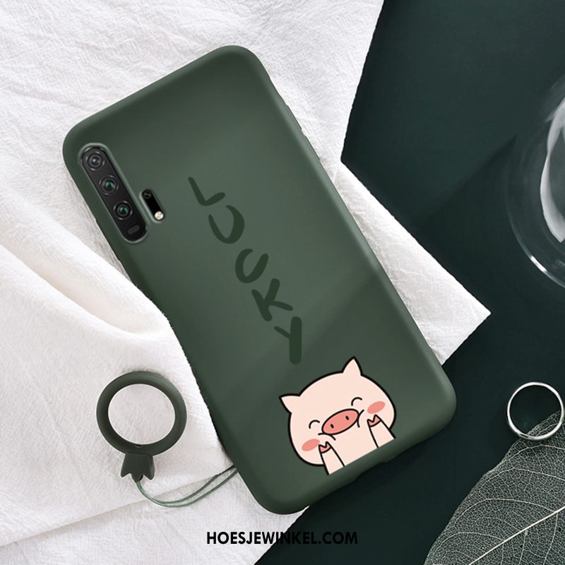 Honor 20 Pro Hoesje Anti-fall Groen Spotprent, Honor 20 Pro Hoesje Hanger Ring