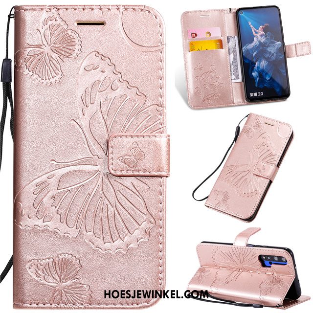 Honor 20 Pro Hoesje Bescherming Leren Etui Siliconen, Honor 20 Pro Hoesje All Inclusive Roze