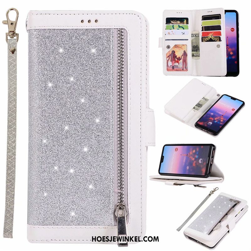 Honor 20 Pro Hoesje Portemonnee Echt Leer Kaart Tas, Honor 20 Pro Hoesje Roze Purper