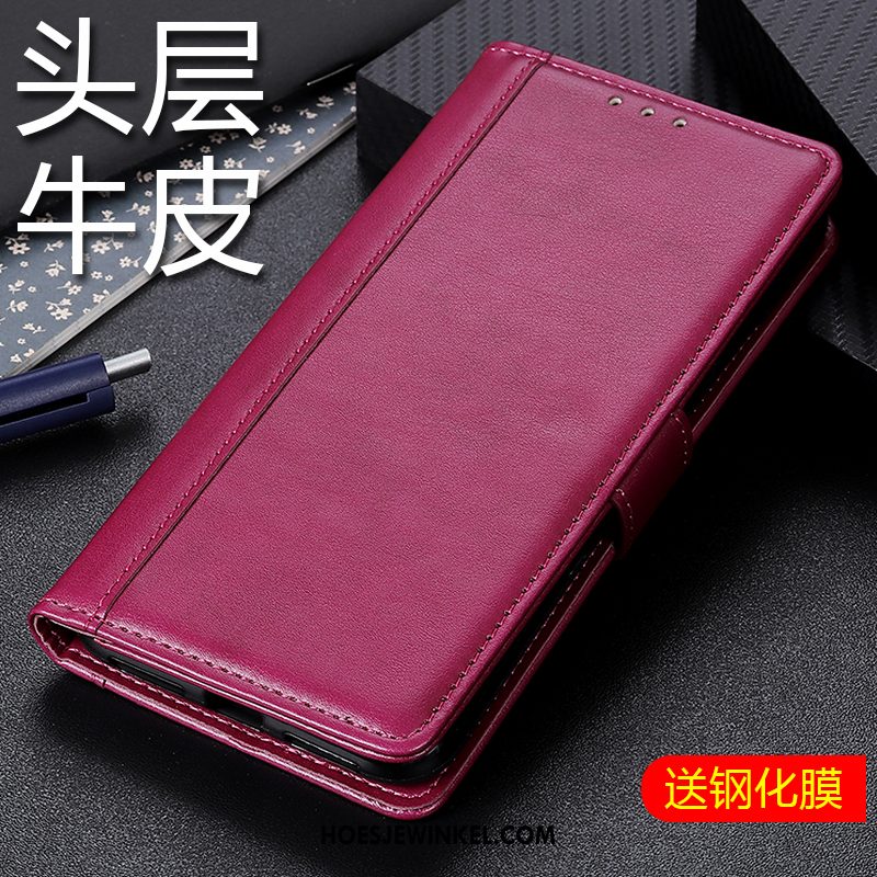 Honor 30 Pro Hoesje Rood Folio Mobiele Telefoon, Honor 30 Pro Hoesje Leren Etui Vouw