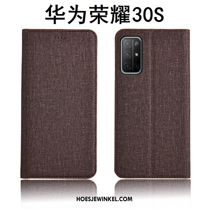 Honor 30s Hoesje Clamshell Leren Etui Siliconen, Honor 30s Hoesje Zacht Anti-fall