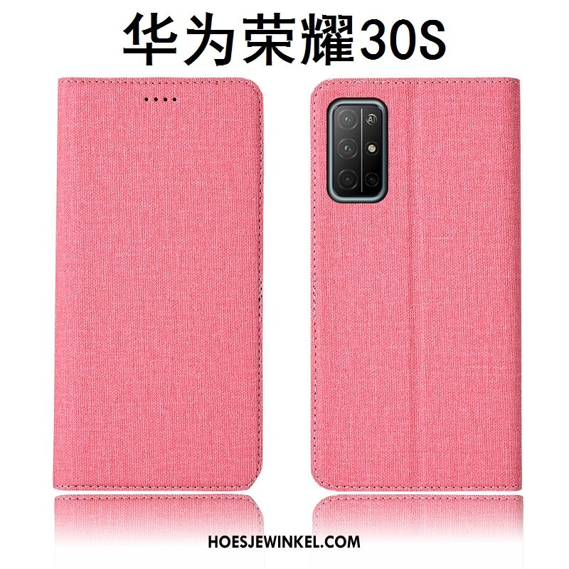 Honor 30s Hoesje Clamshell Leren Etui Siliconen, Honor 30s Hoesje Zacht Anti-fall