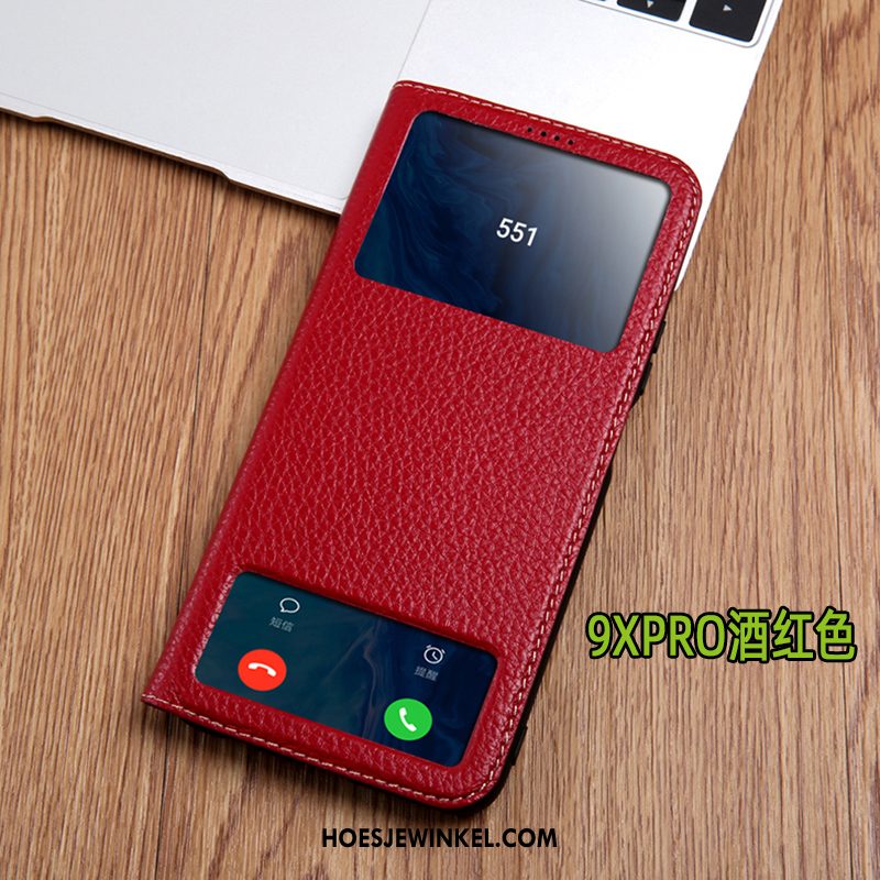 Honor 9x Pro Hoesje Hoes Anti-fall Leren Etui, Honor 9x Pro Hoesje Rood Mobiele Telefoon