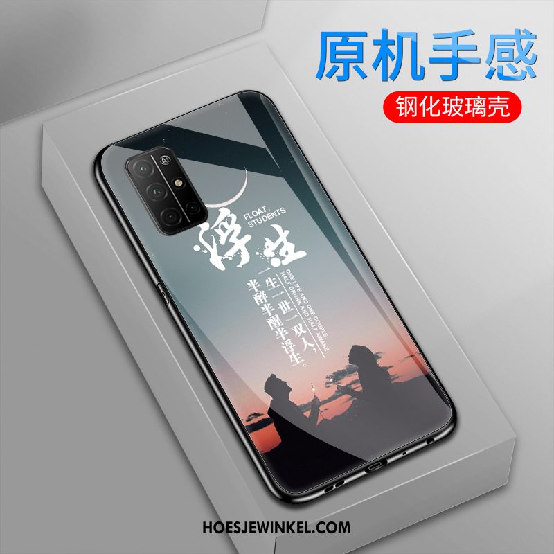 Honor View30 Pro Hoesje Glas Zwart Lovers, Honor View30 Pro Hoesje Persoonlijk Hoes