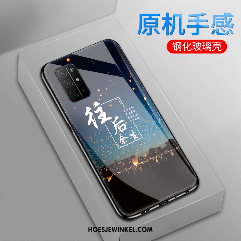 Honor View30 Pro Hoesje Glas Zwart Lovers, Honor View30 Pro Hoesje Persoonlijk Hoes