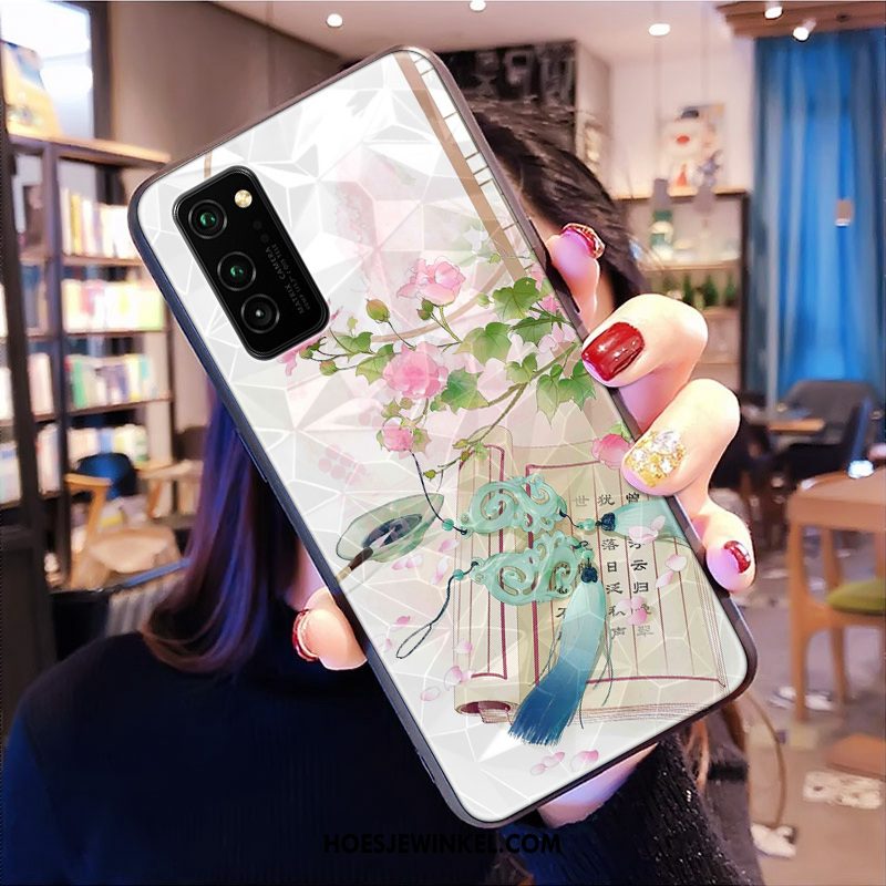 Honor View30 Pro Hoesje Persoonlijk Anti-fall Ruit, Honor View30 Pro Hoesje Chinese Stijl Trendy Merk Beige