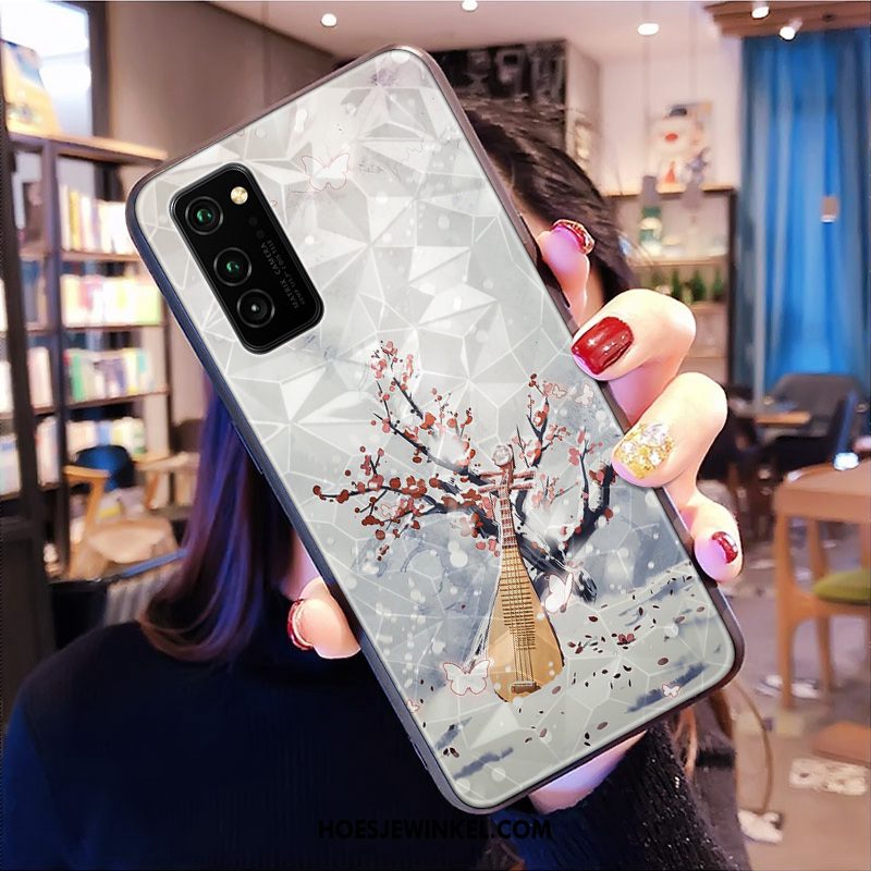 Honor View30 Pro Hoesje Persoonlijk Anti-fall Ruit, Honor View30 Pro Hoesje Chinese Stijl Trendy Merk Beige