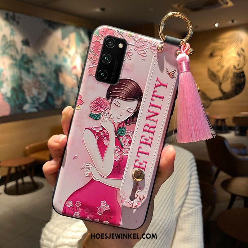 Honor View30 Pro Hoesje Scheppend Roze Ondersteuning, Honor View30 Pro Hoesje Chinese Stijl Nieuw