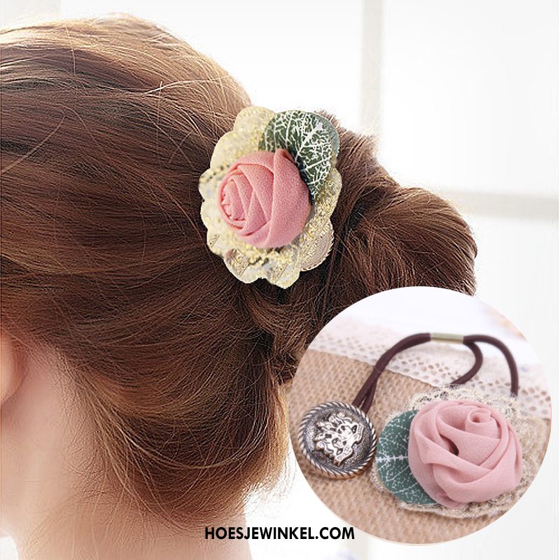 Hoofdtooi Bloemen Dames Bind Haar Pony Haarclip, Hoofdtooi Bloemen Hoofdtooi Elastiek