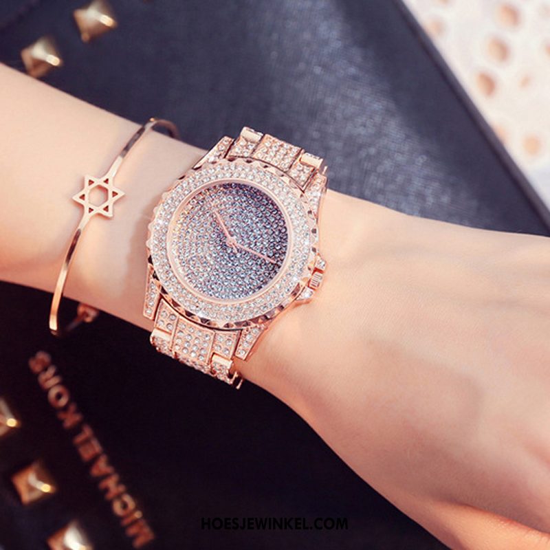 Horloges Dames Horloge Strass Luxe, Horloges Vrouwen Student Gold